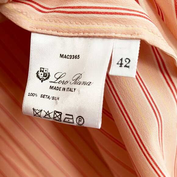 Loro Piana Pink Striped Silk Blouse, size 42. Fits like a size 6/8 - Picture 7 of 7